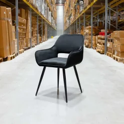 HUUS Eetkamerstoelen*Eetkamerstoel Jelle – Fluweel Zwart