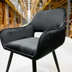 HUUS Eetkamerstoelen*Eetkamerstoel Jelle – Fluweel Zwart